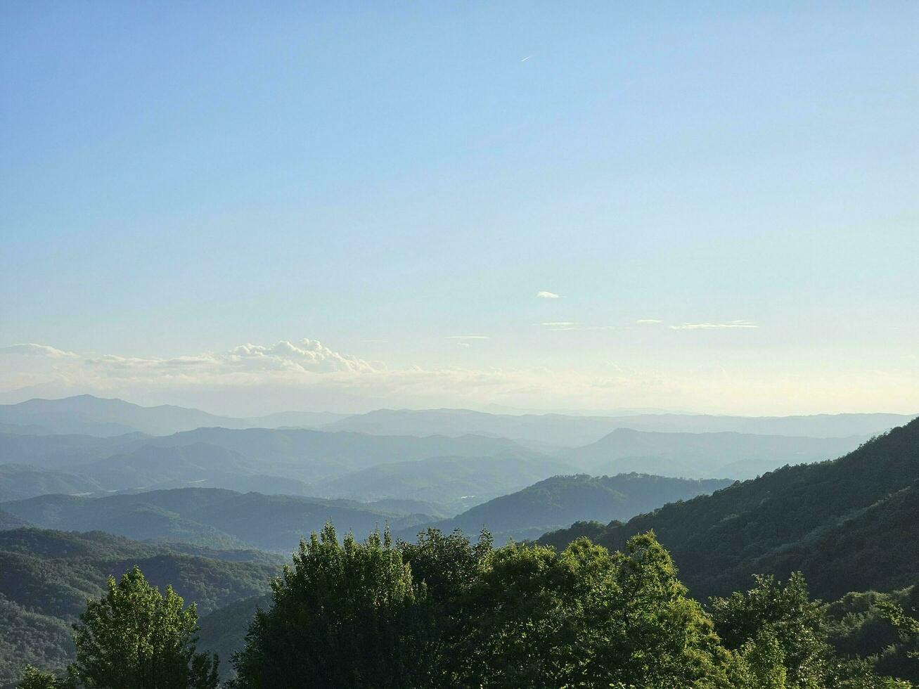 de skön panorama från de adelasi fästning, i de adelasi skog parkera i ferrania i de valbormida i liguria i de varm sommar säsong av 2023 foto