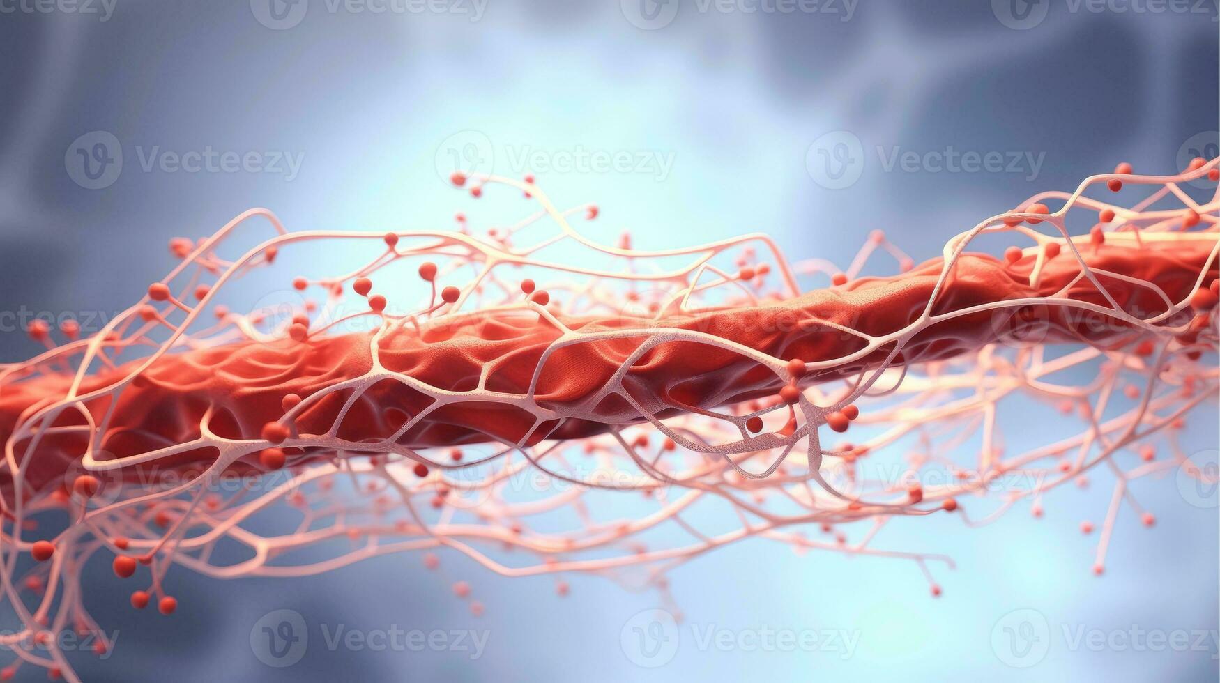 3d illustration attrapp av de mänsklig organ system, cirkulations, matsmältning, röd och vit blod celler med suddig bakgrund. medicinsk utbildning begrepp, generativ ai illustration foto