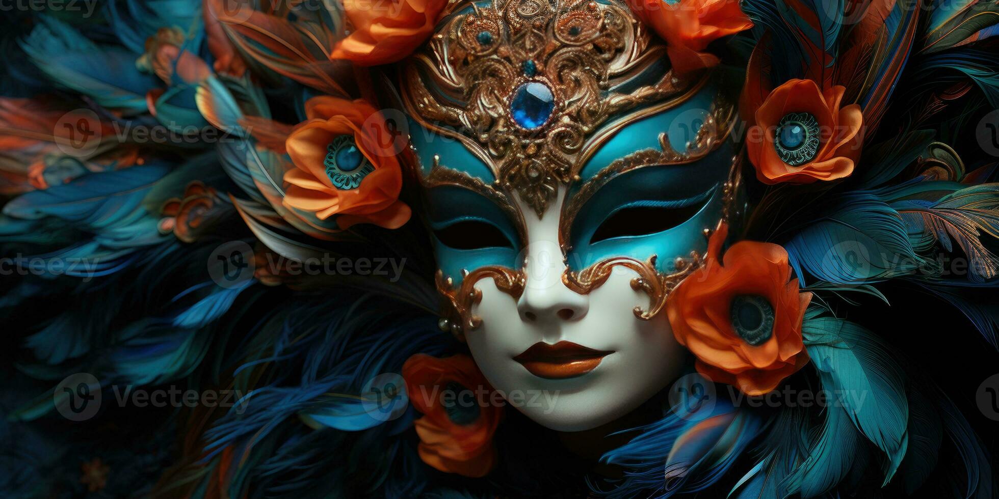 magnifik venetian masker. karneval. generativ ai foto