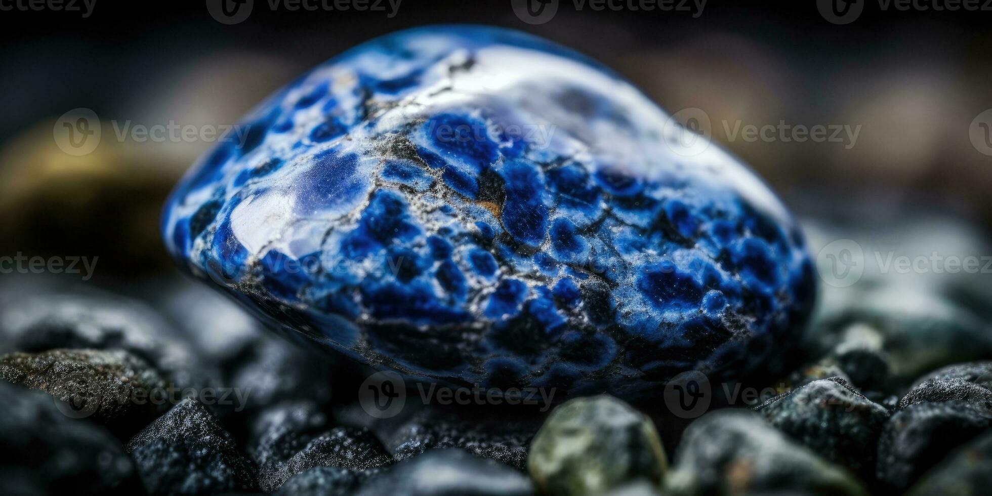 Foto av de mineral sten sodalit närbild, makro. generativ ai