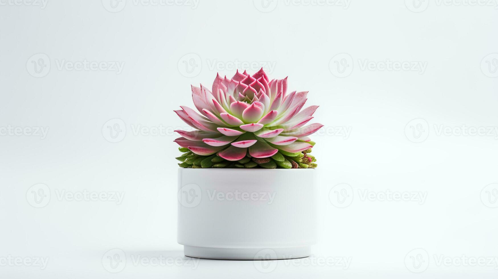 Foto av sempervivum i minimalistisk pott som krukväxt för Hem dekoration isolerat på vit bakgrund. generativ ai