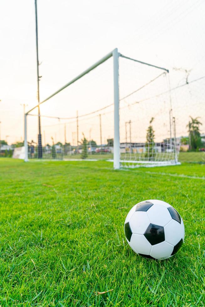 fotboll på bollplanen foto