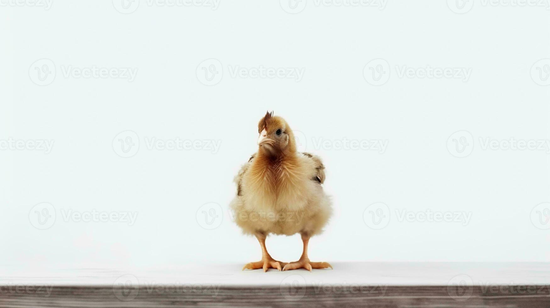Foto av en kyckling på vit bakgrund. generativ ai