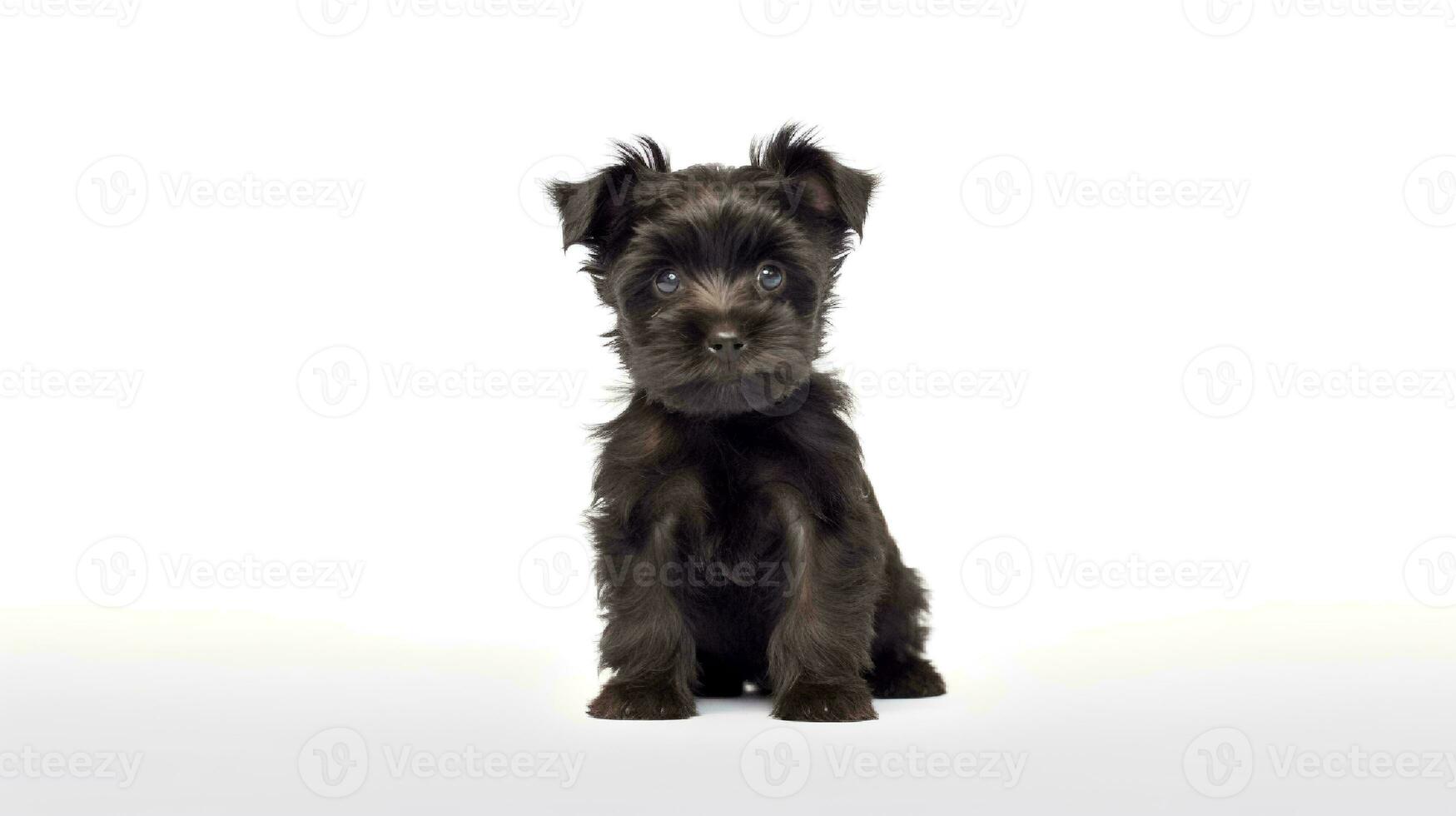 Foto av en affenpinscher hund på vit bakgrund. generativ ai