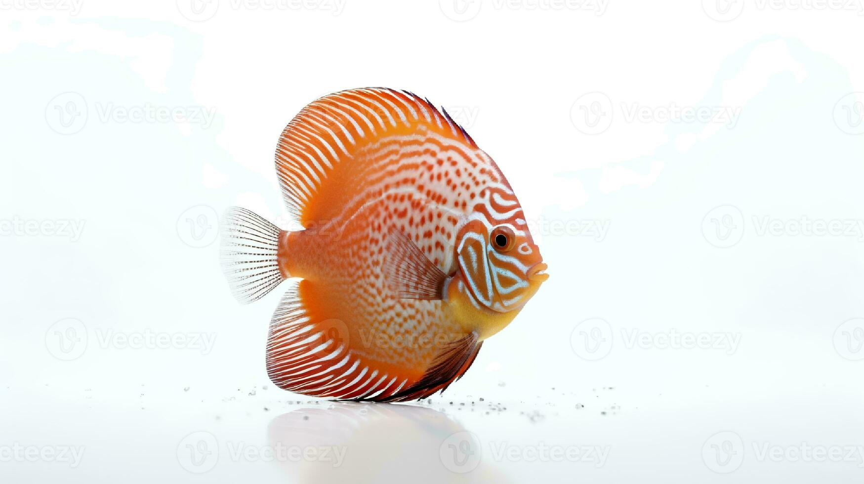Foto av en diskus fisk på vit bakgrund. generativ ai