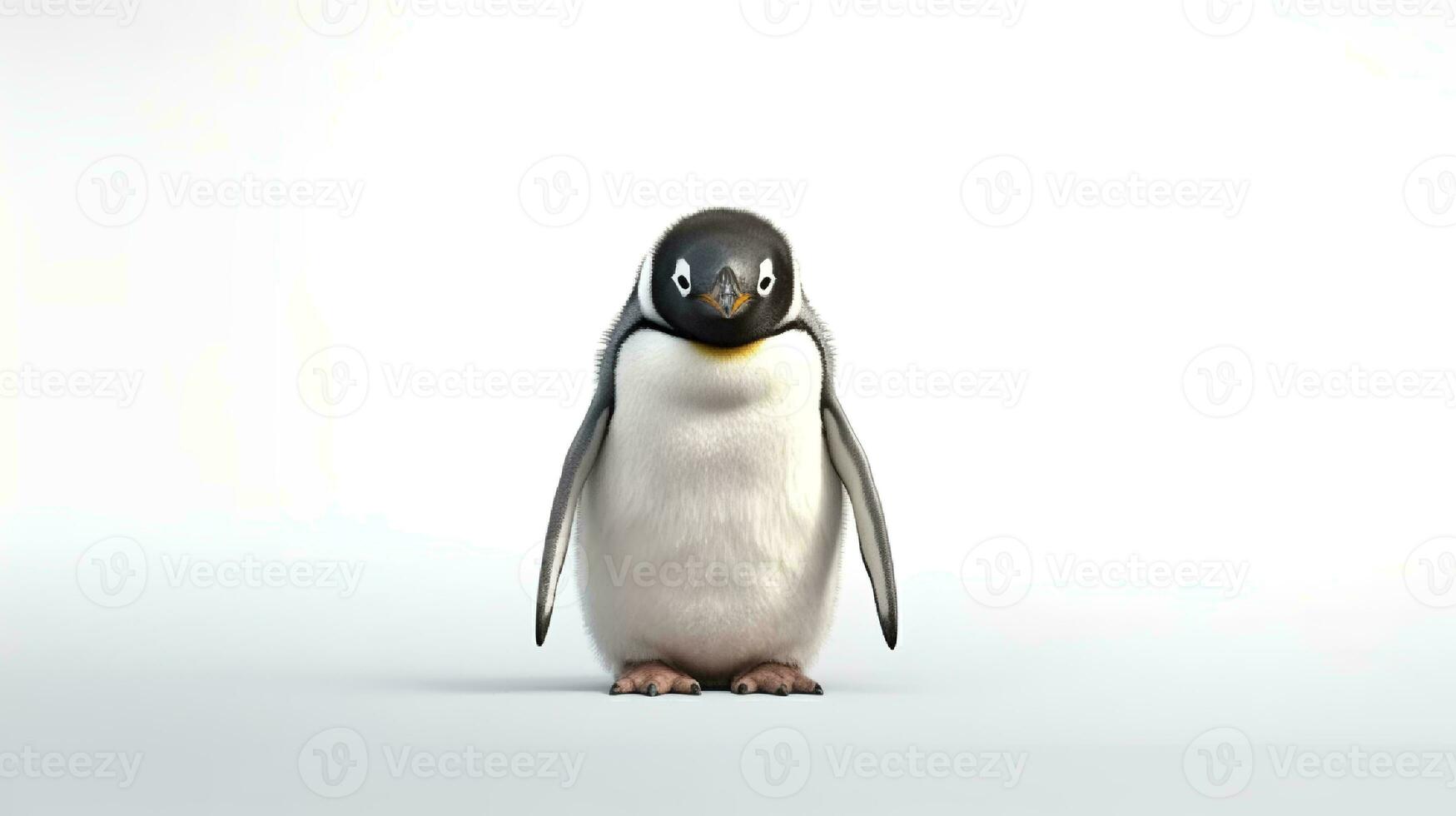 Foto av en pingvin på vit bakgrund. generativ ai