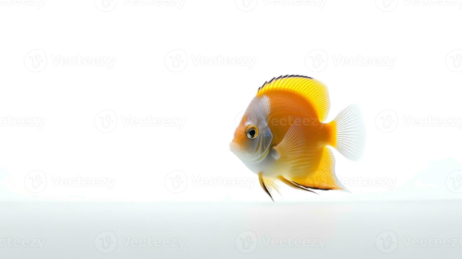 Foto av en angelfish på vit bakgrund. generativ ai