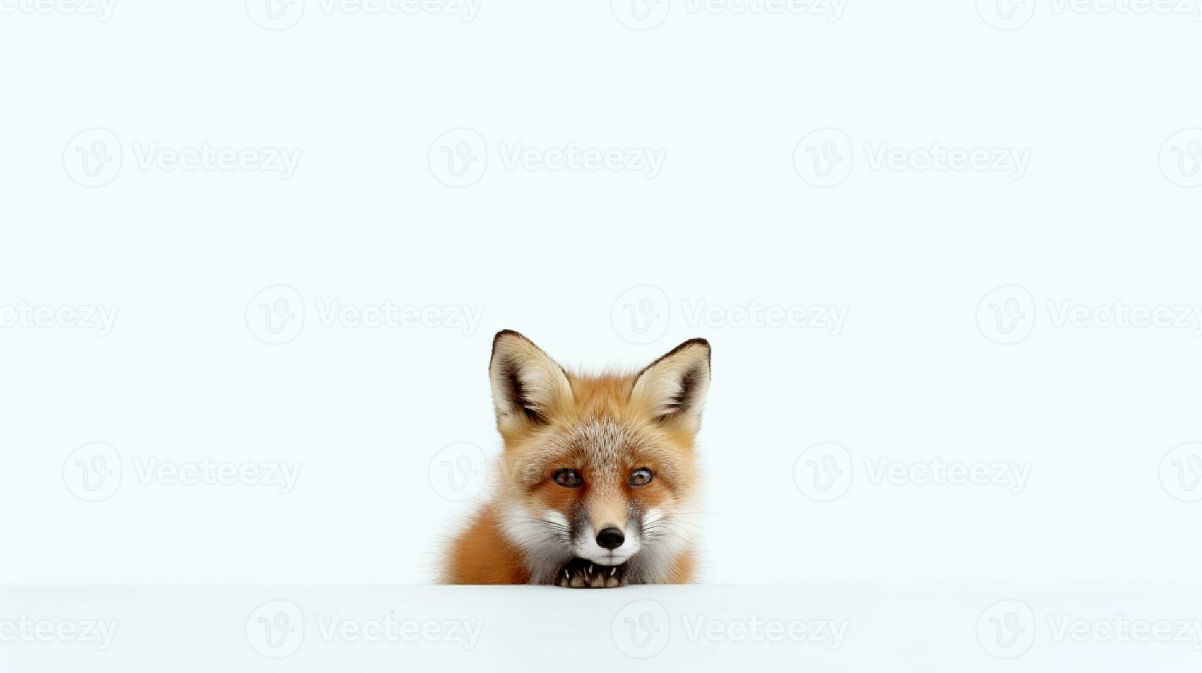 Foto av en räv på vit bakgrund. generativ ai
