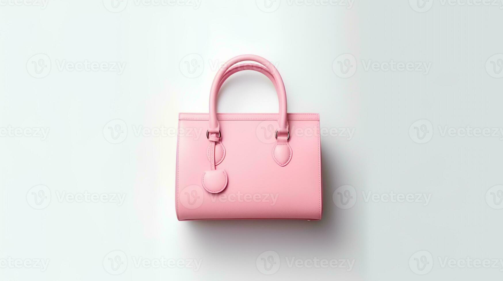 Foto av söt rosa läder kvinna väska isolerat på vit bakgrund
