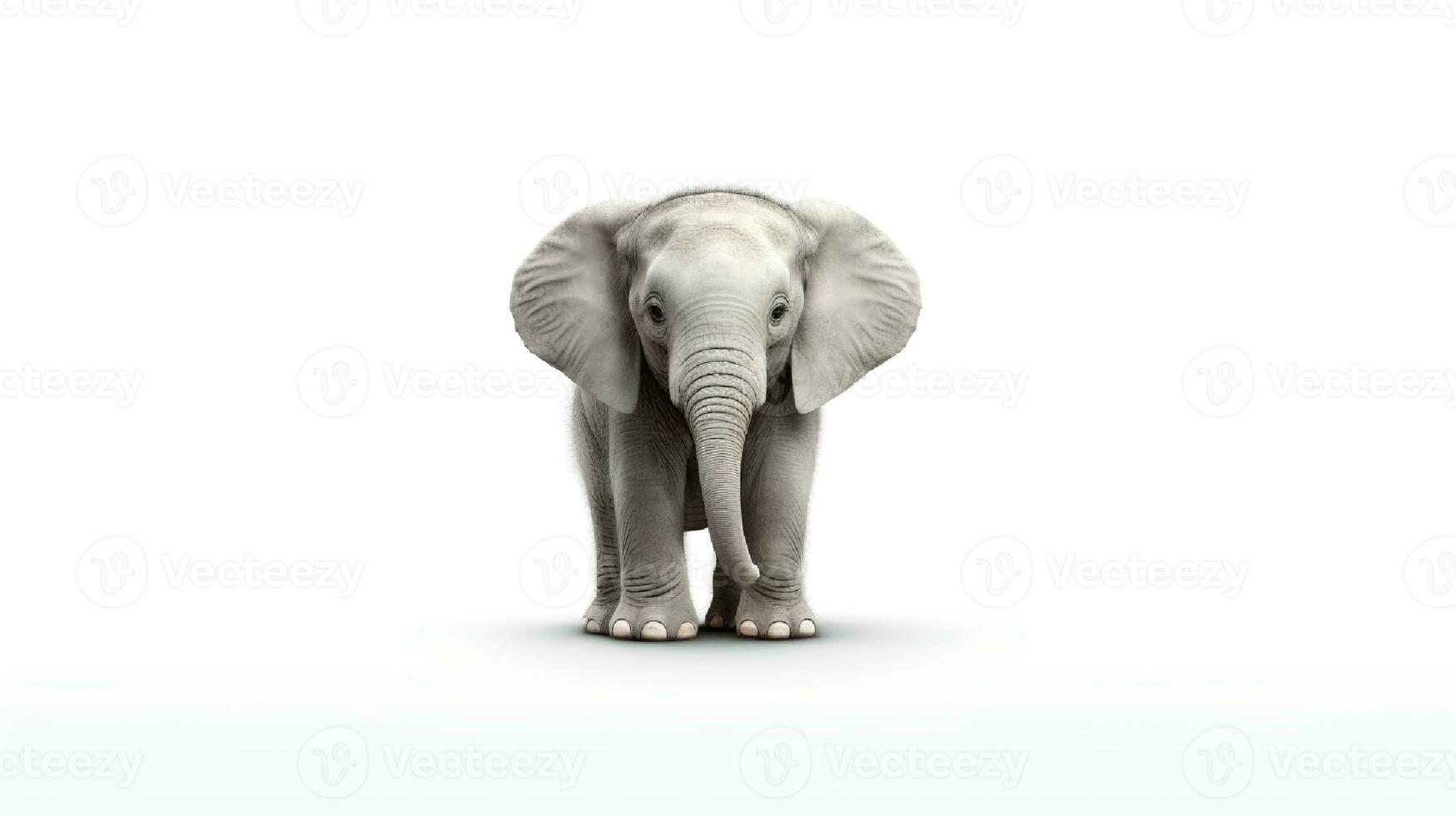 Foto av en elefant på vit bakgrund. generativ ai