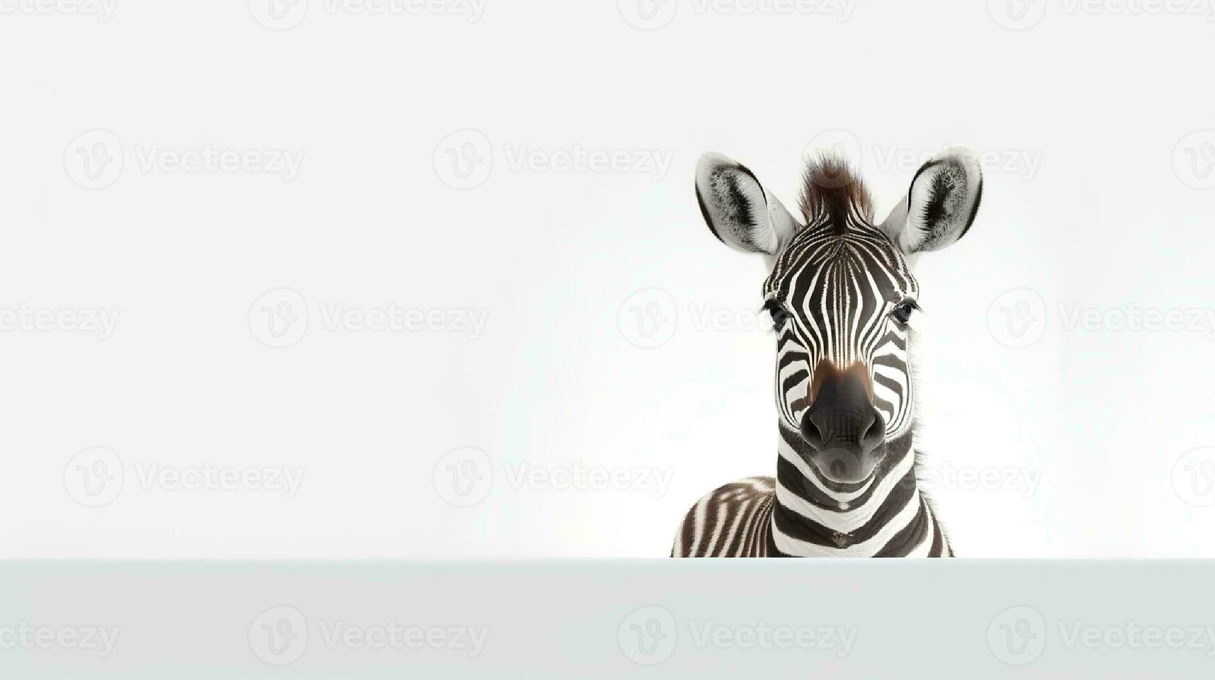 Foto av en söt zebra på vit bakgrund. skapas förbi generativ ai