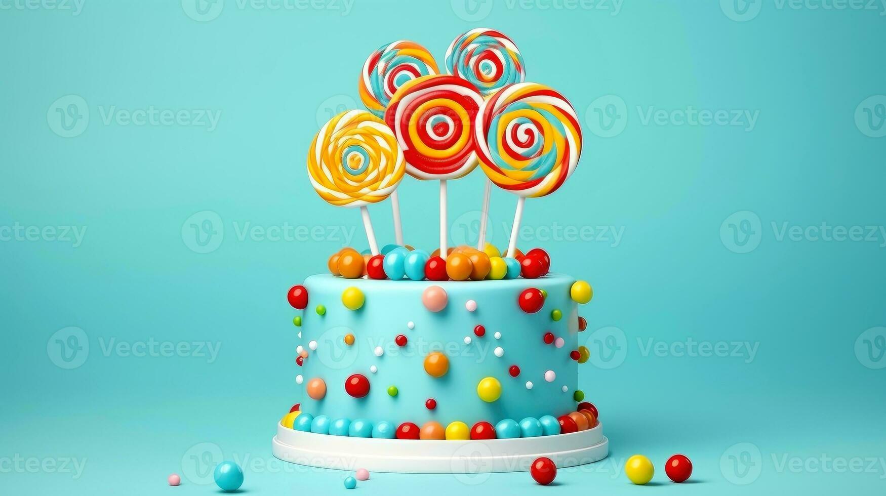 3d illustration av grön söt födelsedag kaka, ljuv kaka för en överraskning födelsedag, för årsdag och firande ,mor dag, valentine dag, kaka, cupcake, generativ ai illustration foto