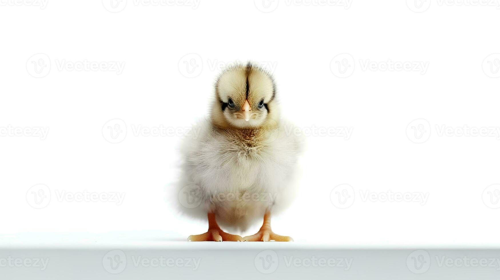 Foto av en kyckling på vit bakgrund. generativ ai