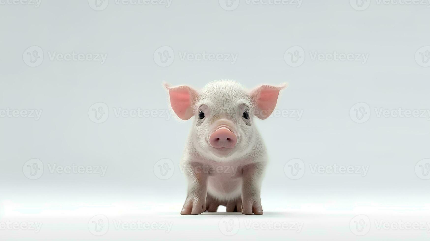Foto av en gris på vit bakgrund. generativ ai