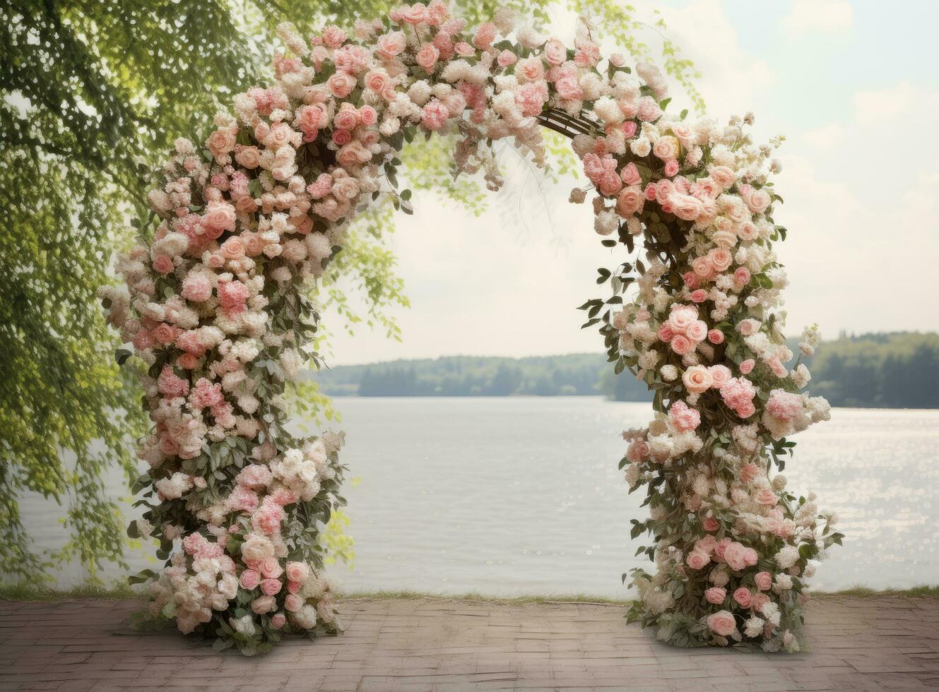 bröllop blommig båge foto