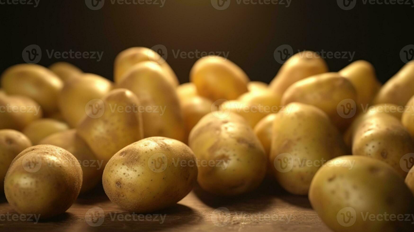 generativ ai, stänga upp färsk organisk hela potatis bakgrund. jordbrukare marknadsföra vegetabiliska foto