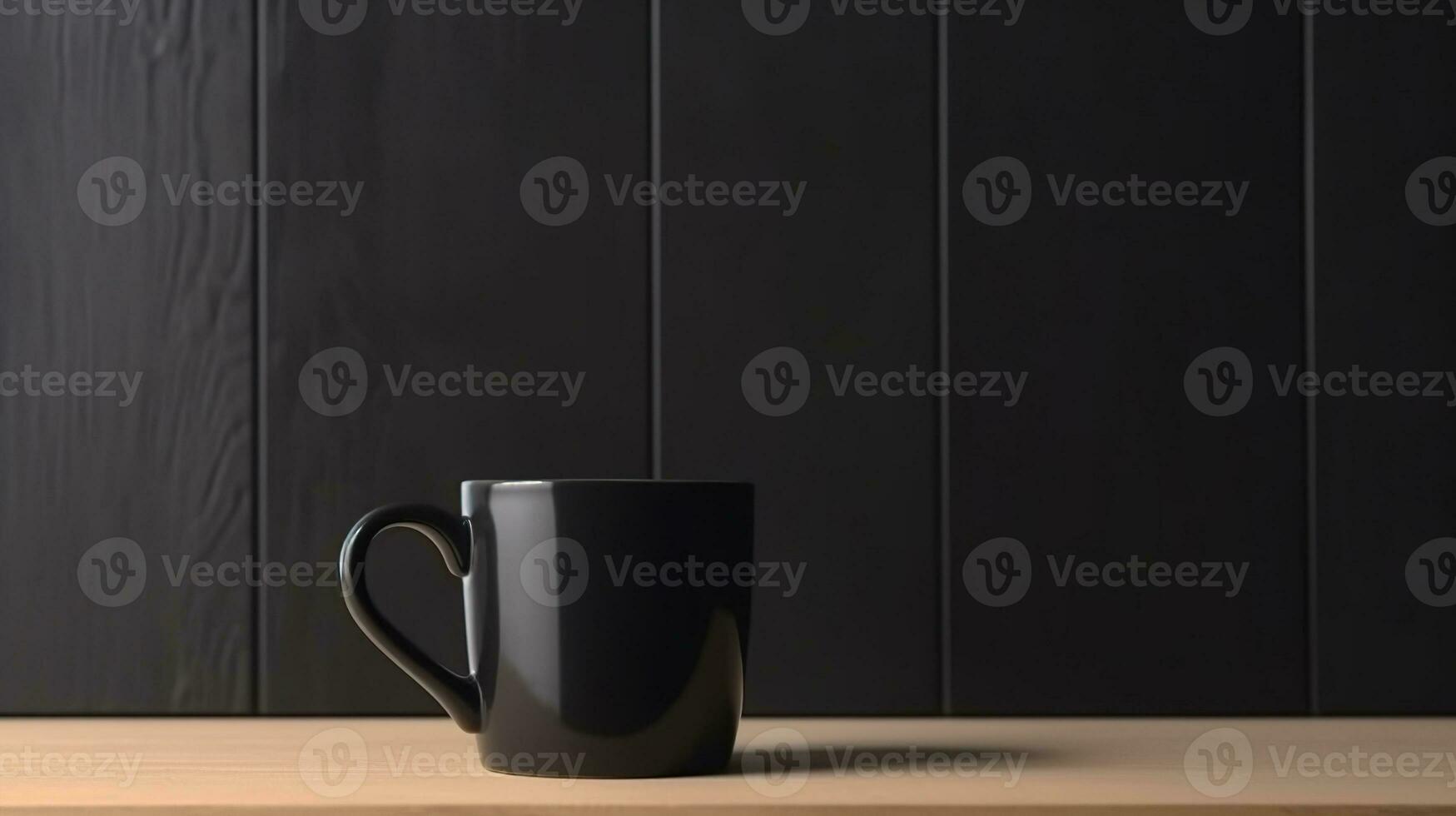 generativ ai, svart keramisk kopp uppstart i på Hem interiör, råna falsk upp tom. foto