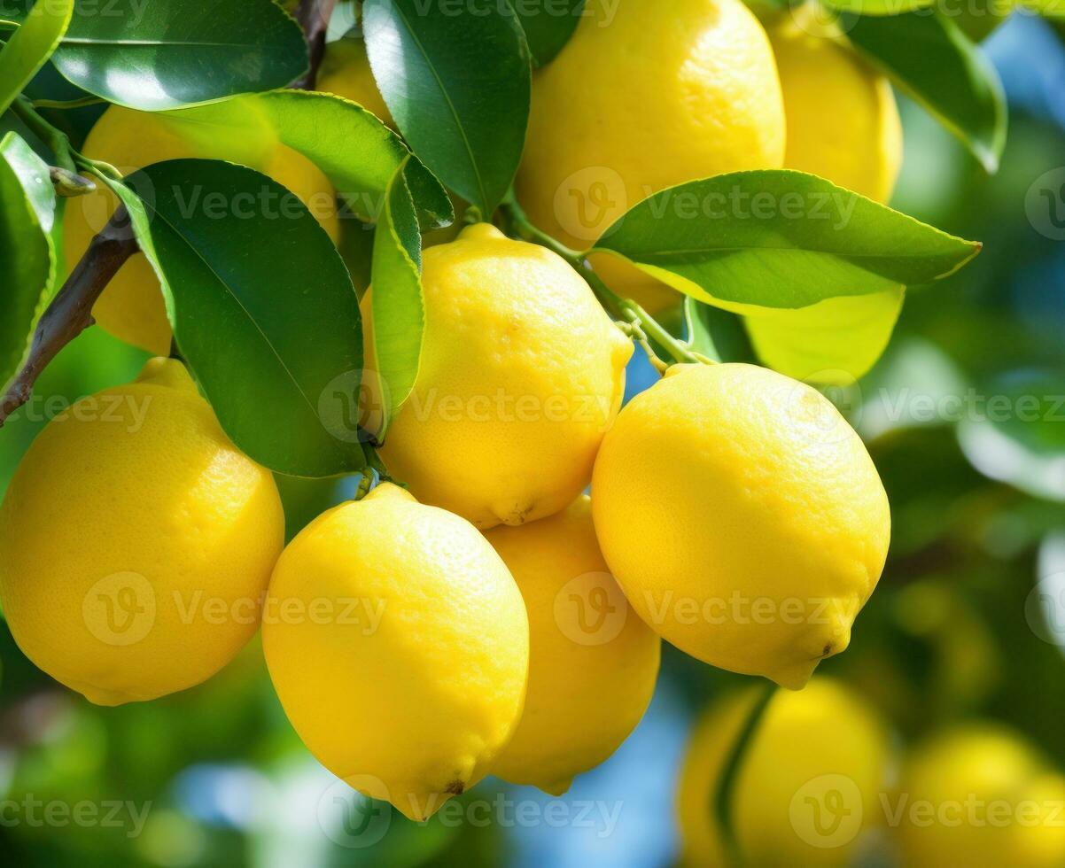 grön och gul naturlig bakgrund med citroner foto