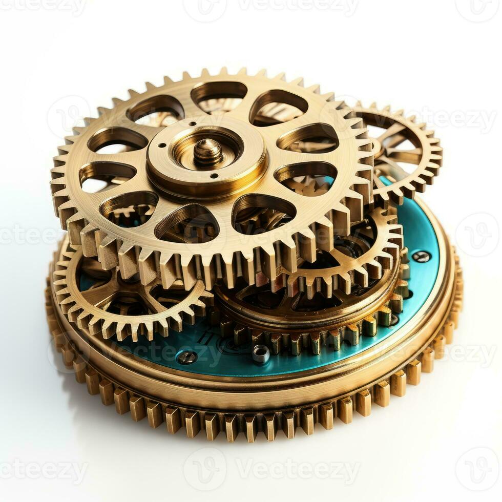 årgång mekanism med kugghjul och kugghjul. generativ ai foto