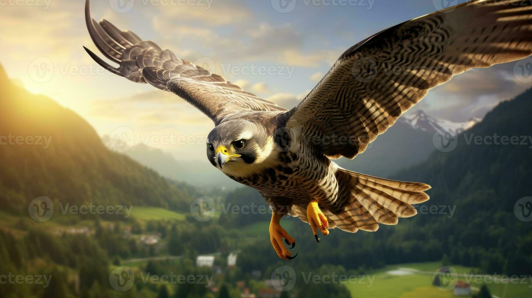 flygande falk i de natur bakgrund foto