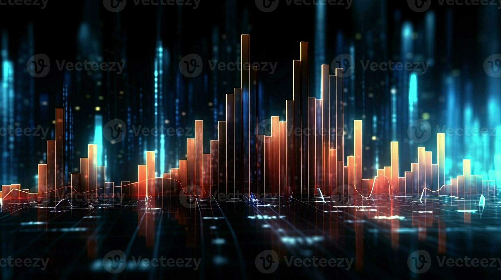 generativ ai, stock marknadsföra Diagram rader, finansiell Graf på teknologi abstrakt bakgrund representera finansiell kris, finansiell härdsmälta. teknologi begrepp, handel marknadsföra begrepp. foto