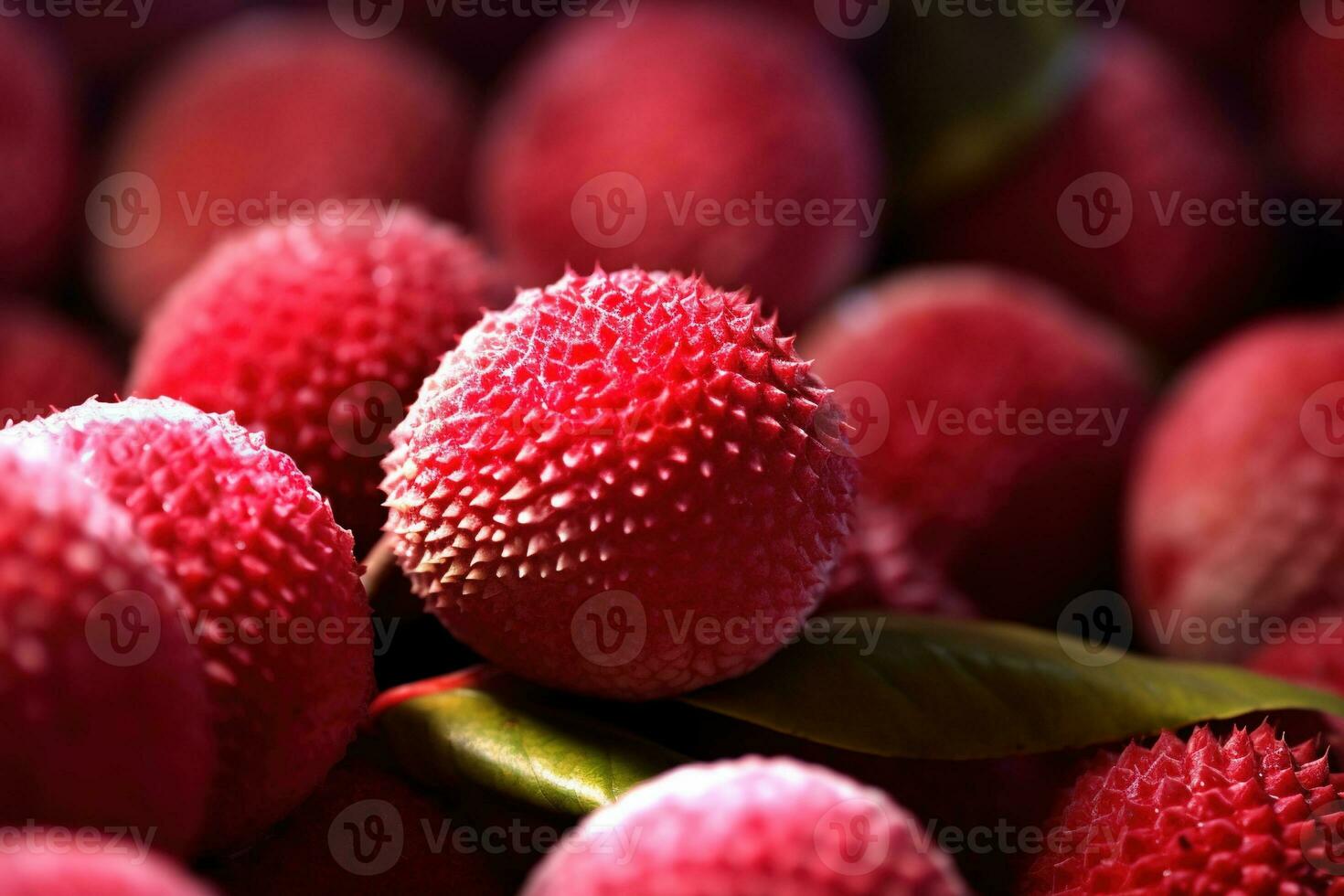 generativ ai, makro färsk saftig av litchi frukt bakgrund. närbild Foto, sommar thailand mat. foto