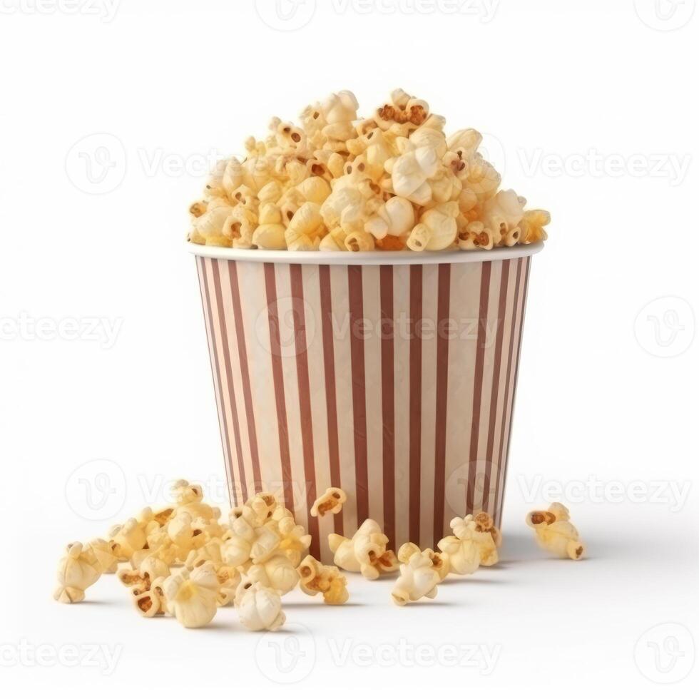 popcorn korg isolerat på vit. illustration ai generativ foto