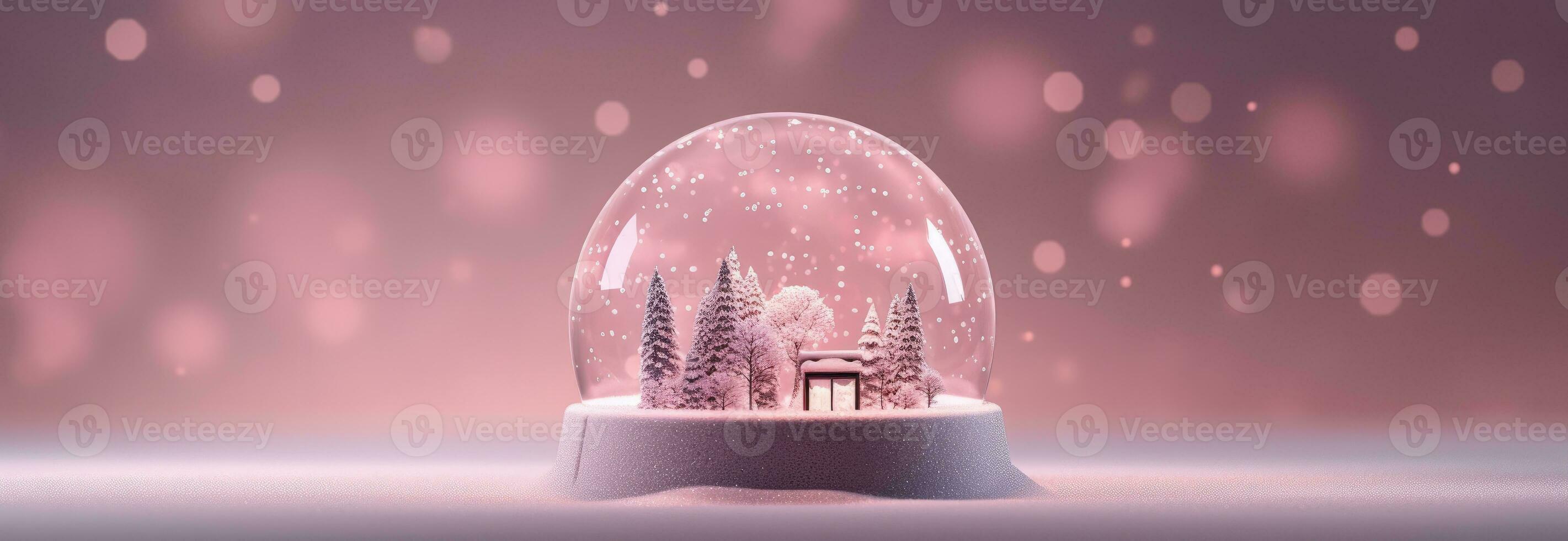snö klot dekorerad med jul lampor bokeh bakgrund. generativ ai foto