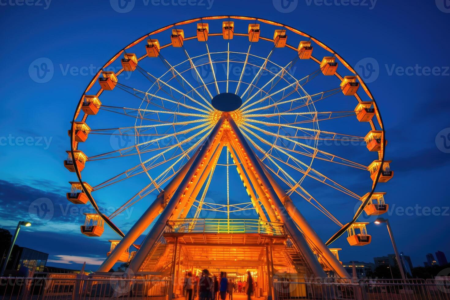 de ikoniska oktoberfest ferris hjul briljant belyst mot de natt himmel. produktiv ai foto