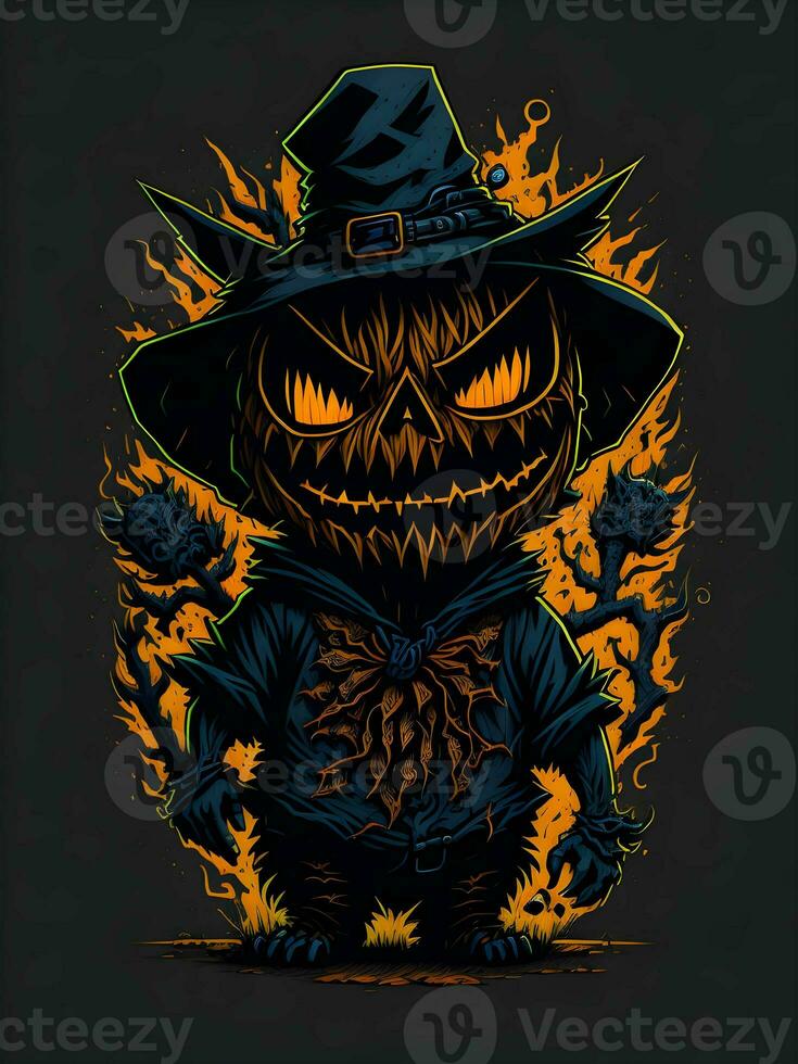 halloween pumpa scarecrow Skräck ansikte spöke tema illustration foto
