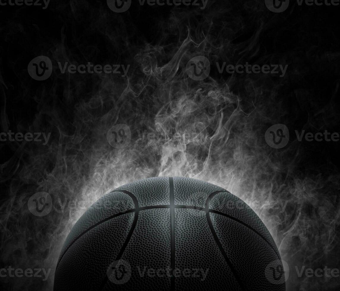 svart basketboll med på de rök bakgrund foto