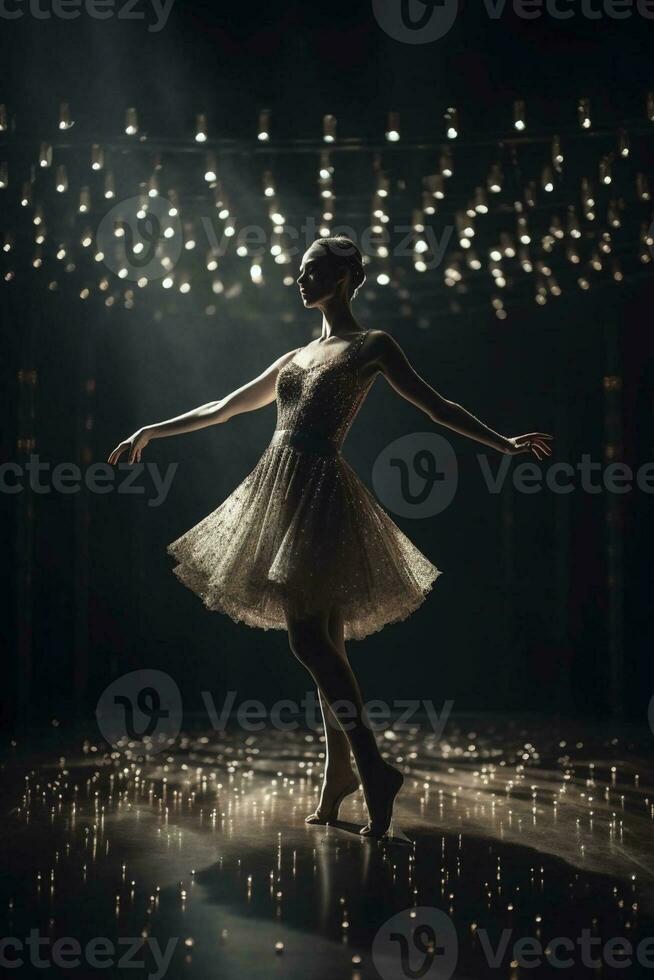 elegant ballerina i dansa utgör, skapas med generativ ai foto