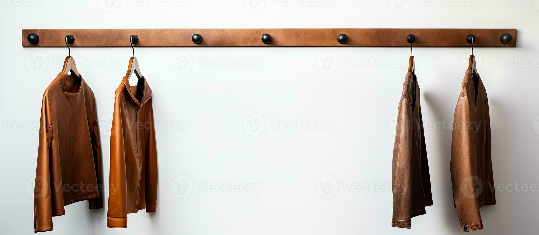 Foto av en täcka kuggstång med tre rockar hängande på Det, tillhandahålla en funktionell och organiserad lösning för lagring ytterkläder med kopia Plats