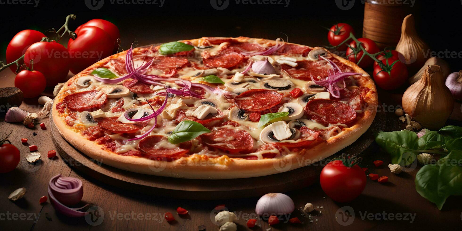ai genererad. ai generativ. traditionell italiensk pepperoni pizza mat. känd gott snabb mat måltid bakad färsk kök. grafisk konst foto