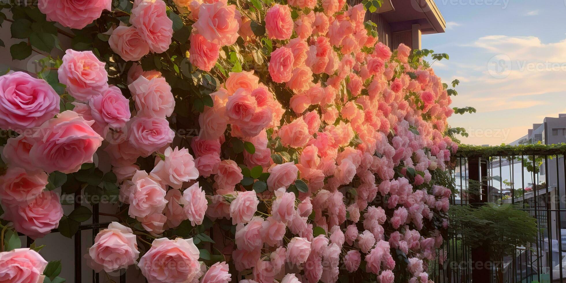 ai genererad. ai generativ. skön blomma blomning natur växt blommig rosor. utomhus- bröllop kärlek romantisk bakgrund dekoration. grafisk konst foto