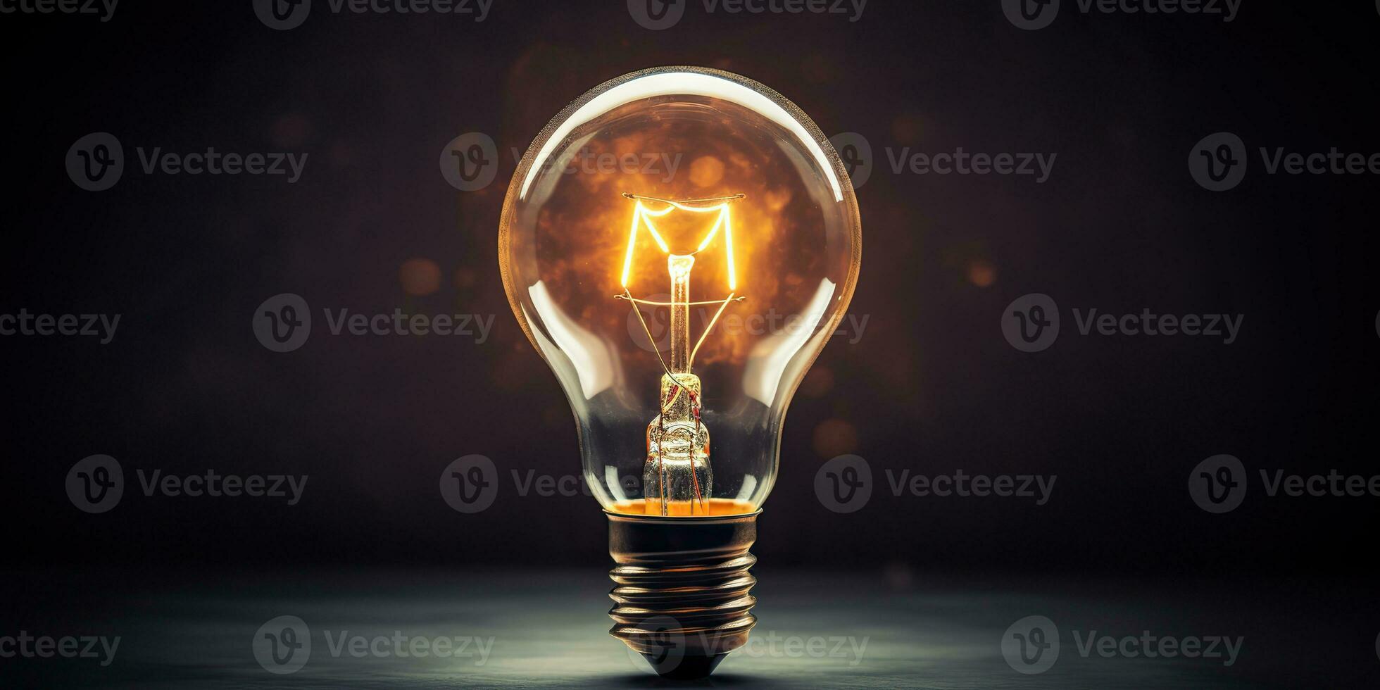 ai genererad. ai generativ. elektricitet ljus lampa Glödlampa på mörk svart bakgrund. interiör lysande dekoration mockup. grafisk konst foto
