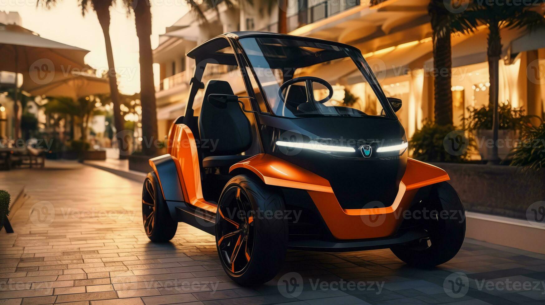 golf vagn av en skön transport med trogen design. ai genererad. foto