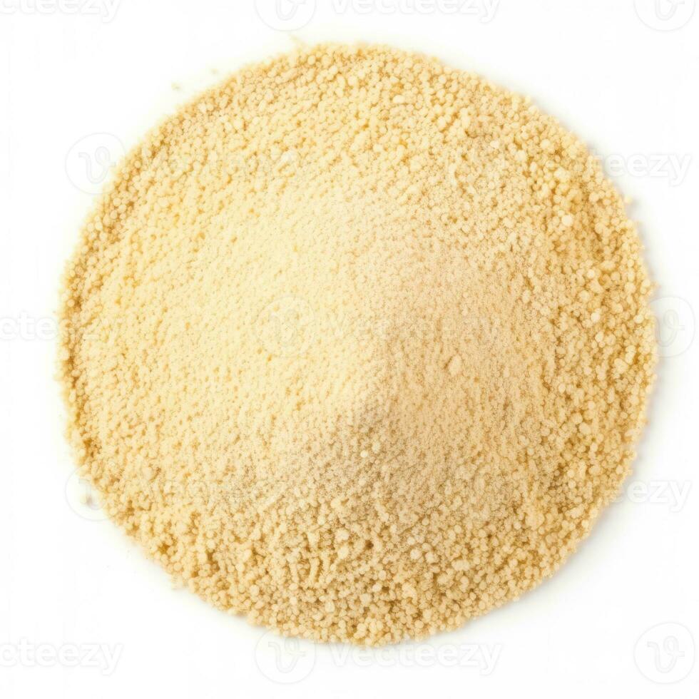 quinoa mjöl topp se isolerat på vit bakgrund foto