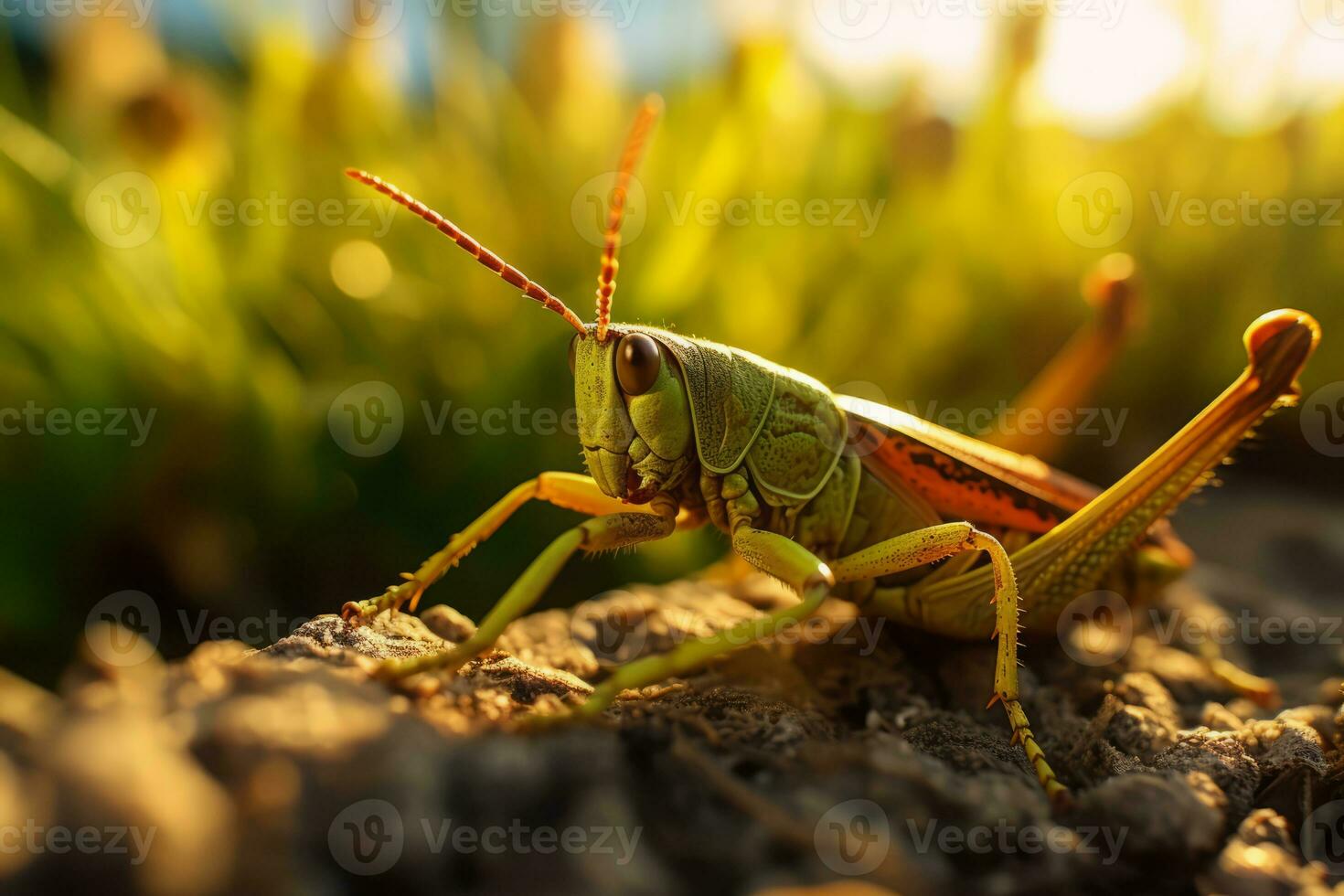 gräshoppor i natur, nationell geografi, bred liv djur. ai genererad. foto