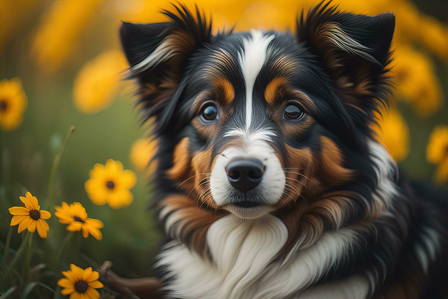 porträtt av en söt hund på en färgrik bakgrund. studio skott. ai generativ foto