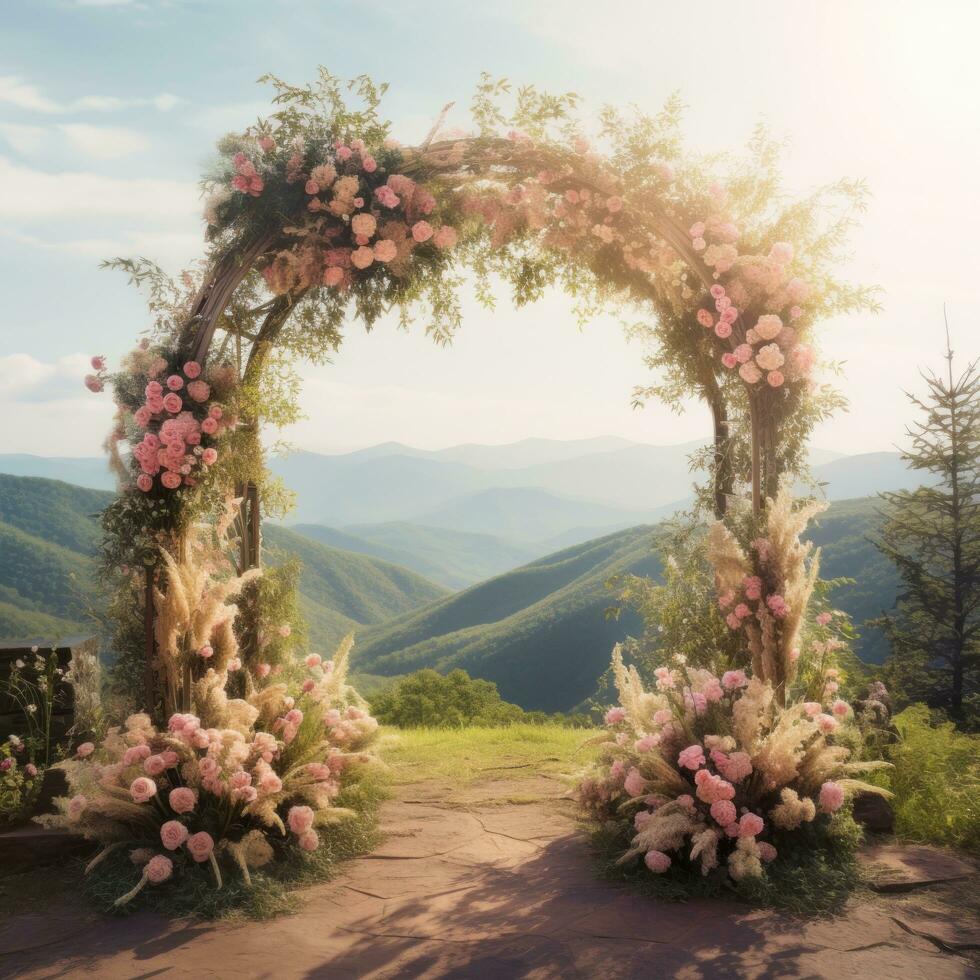 bröllop blommig båge foto