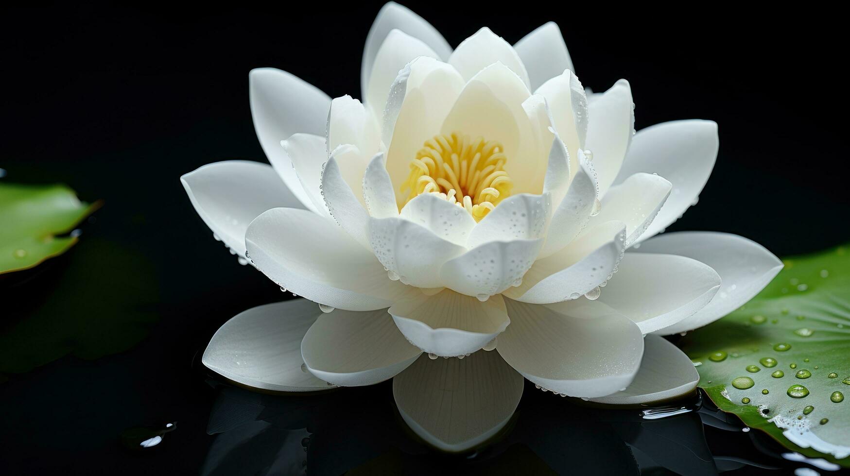 vit lotus på svart bakgrund foto