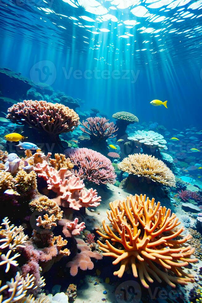 hemlighet hav under vattnet värld myllrande med färgrik korall rev foto