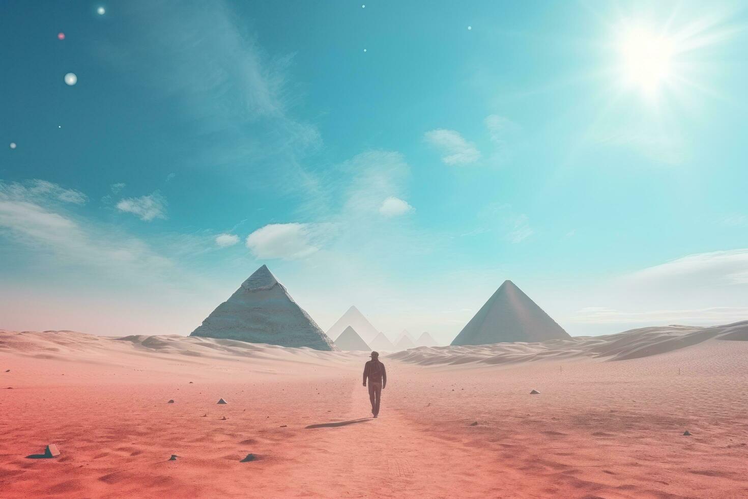 egyptisk pyramider i öken- foto