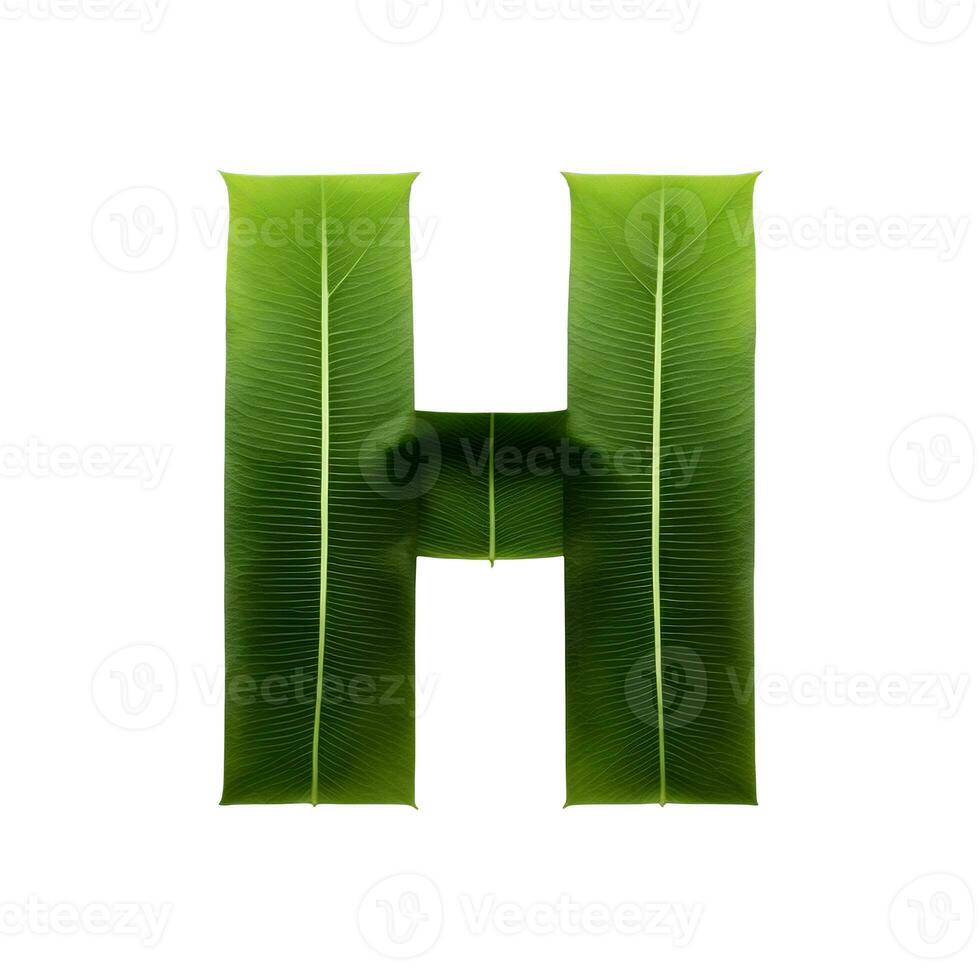 grön blad typografi text design versal alfabet h, ai generativ foto
