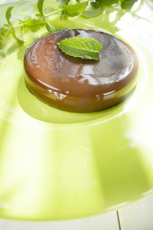 vegan kök pudding med choklad och soja mjölk foto
