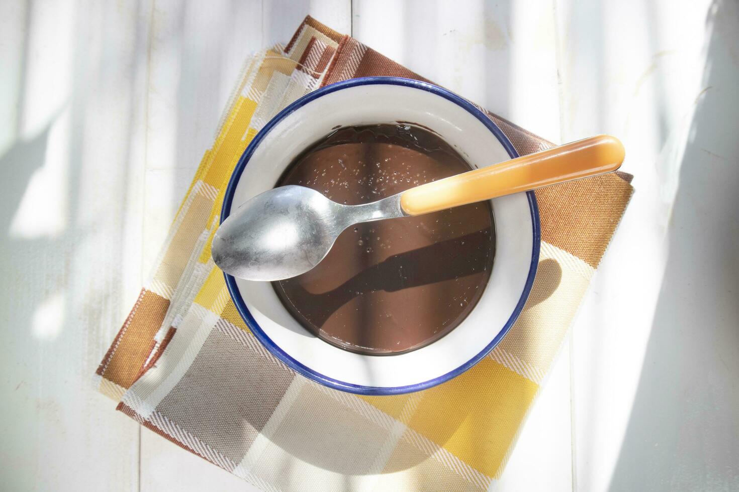 vegan pudding med kakao och soja mjölk foto