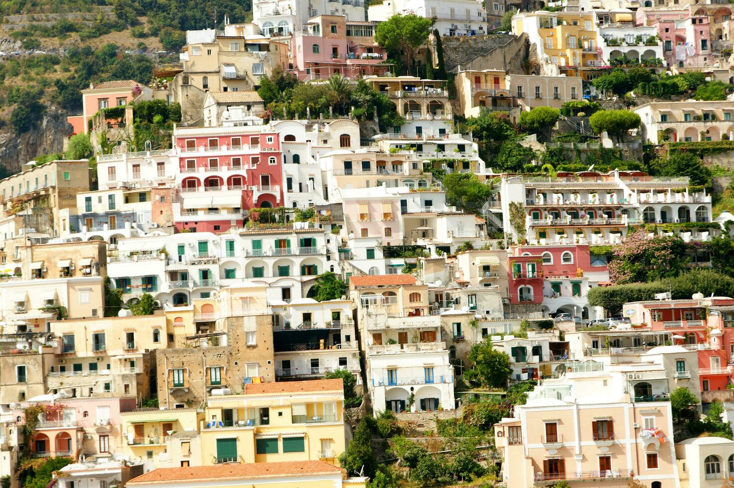 panorama- se av de by av positano neapel Italien foto