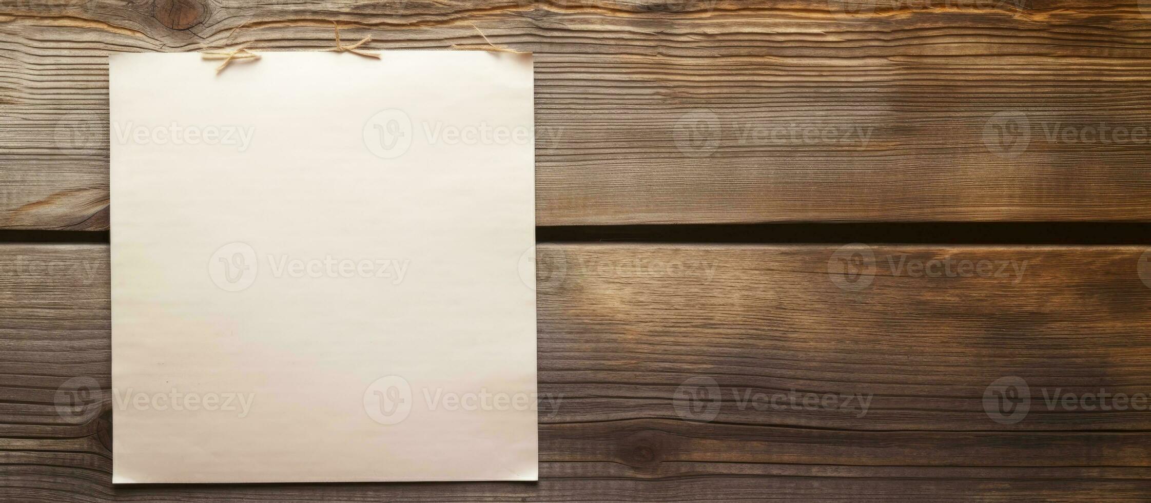 en hög kvalitet fotografera av en årgång papper, ett gammal anteckningsblock placerad på en trä- bakgrund, tillhandahåller foto