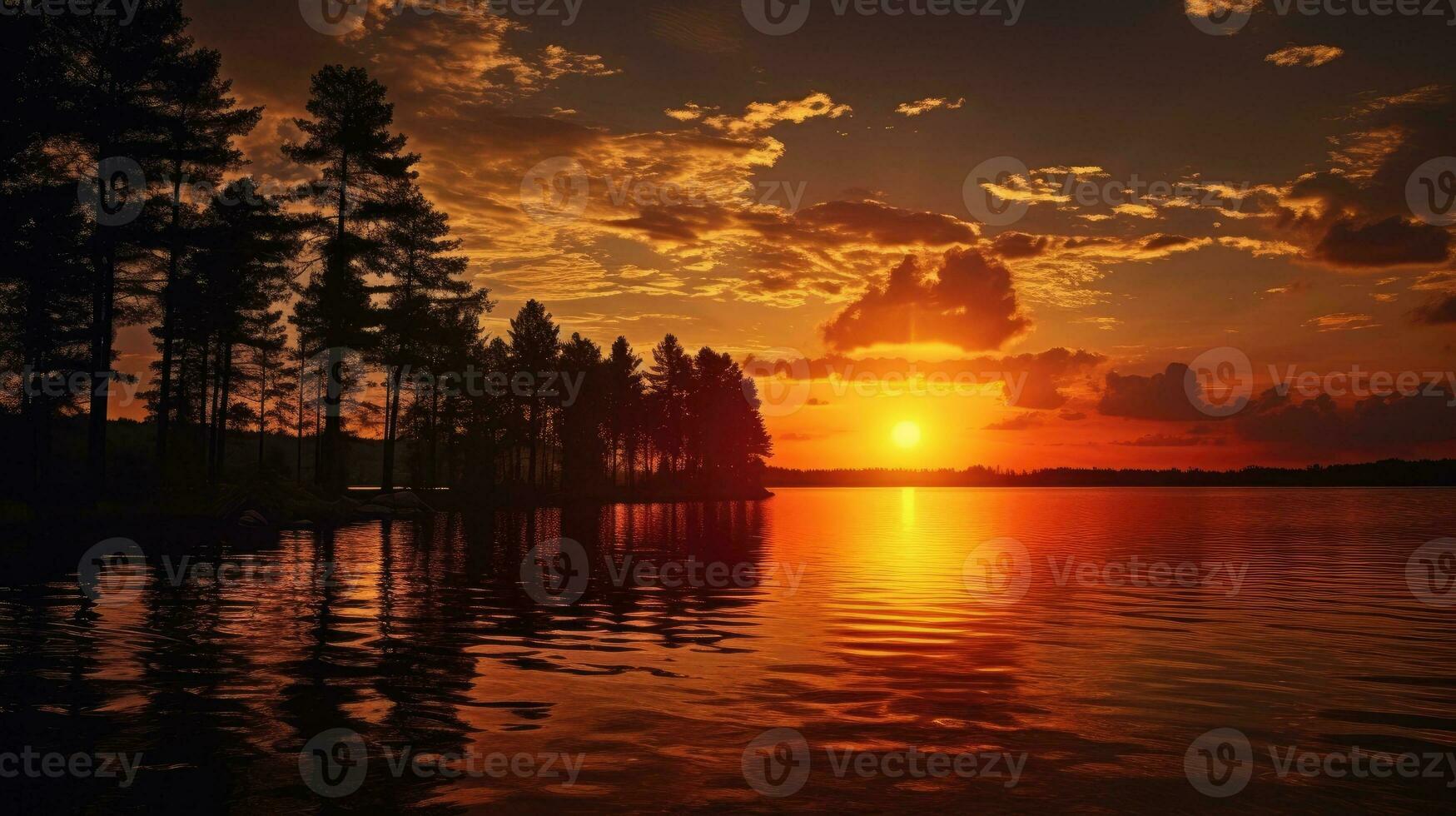 sjö vid solnedgången foto